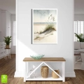 plakat-biala-ramka-krajobraz-piaszczystej-plazy-trzcina-morska-wnetrze.webp
