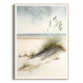 plakat-drewniana-ramka-krajobraz-piaszczystej-plazy-trzcina-morska-przod.webp