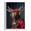 plakat-biala-ramka-przod-renifer-w-sluchawkach.webp