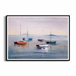 Plakat - Kolorowe łódki i spokojne morze