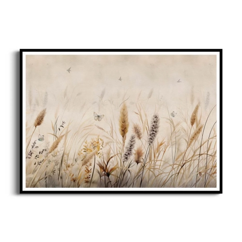 Plakat Natura Trawa pampasowa na wietrze czarna ramka