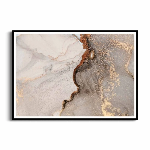 Plakat „Fantazyjna Linia” – abstrakcyjna grafika w beżach i brązach do salonu, sypialni lub biura, styl nowoczesny czarna ramka