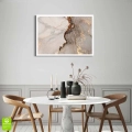 Plakat „Fantazyjna Linia” – abstrakcyjna grafika w beżach i brązach do salonu, sypialni lub biura, styl nowoczesny biała ramka w pokoju