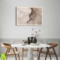 Plakat „Fantazyjna Linia” – abstrakcyjna grafika w beżach i brązach do salonu, sypialni lub biura, styl nowoczesny drewniana ramka w pokoju