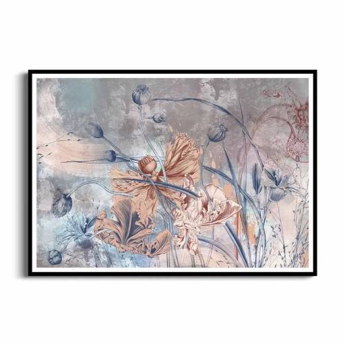 plakat-czarna-ramka-przod-kwiaty-na-przetartym-tle.webp