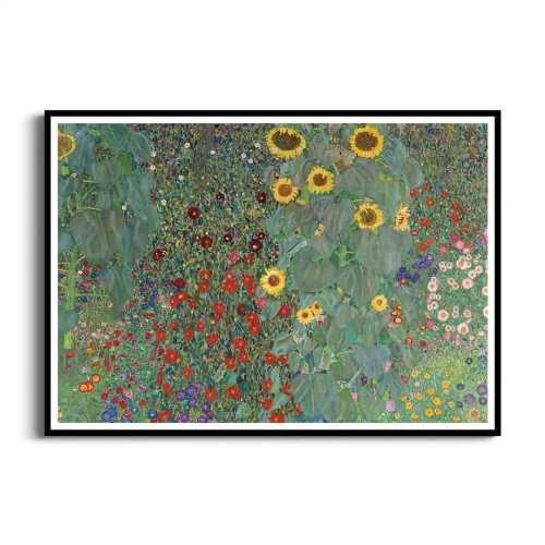 Plakat - Gustav Klimt - Wiejski ogród ze słonecznikami czarna ramka