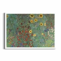 Plakat - Gustav Klimt - Wiejski ogród ze słonecznikami biała ramka