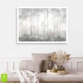 Plakat zamglony las bez ramki w pokoju