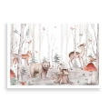 plakat do pokoju dziecka bajkowy las ze zwierzętami bez ramki
