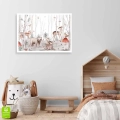 plakat do pokoju dziecka bajkowy las ze zwierzętami bez ramki w pokoju
