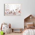 plakat do pokoju dziecka bajkowy las ze zwierzętami drewniana ramka w pokoju