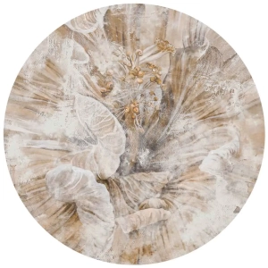 Fototapeta okrągła - Duży kwiat w stylu vintage na przetartym tle, rustykalna kwiatowa kompozycja