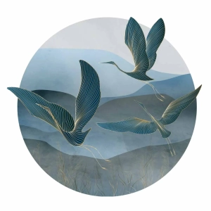 Fototapeta okrągła - Żurawie w locie