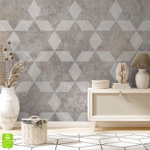 Fototapeta - Betonowa Szara Mozaika – Nowoczesny Wzór 3D na Wymiar do Salonu i Sypialni, Styl Skandynawski, Tekstura Betonu, Geometryczne Gwiazdy