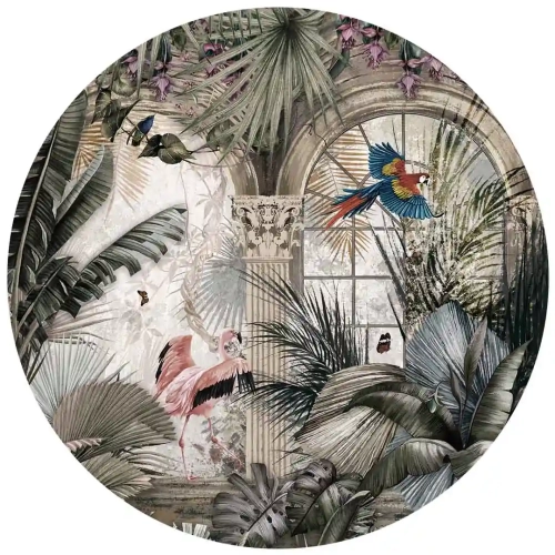 fototapeta-okragla -piekna-ilustracja-pełnej-koloru-tropikalnej-roślinnosci-.webp