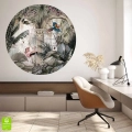 fototapeta-okragla -piekna-ilustracja-pełnej-koloru-tropikalnej-roślinnosci-wnetrze.webp