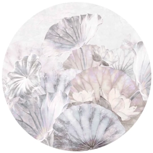 Fototapeta okrągła - Przetarte liście lilii w jasnoróżowych odcieniach 