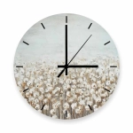 Zegar ścienny - Botaniczna łąka w beżu