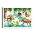 Plakat Zwierzęta bawiące się na drzewach biała ramka