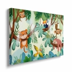 Obraz na płótnie - Zwierzęta bawiące się na drzewach 