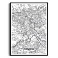 Plakat Mapa Krakowa czarna rama