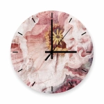 Zegar ścienny - Czerwony kwiat na surowym tle o teksturze betonu