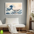 Plakat Wielka fala w Kaganawie Reprodukcja biała ramka z pokoju
