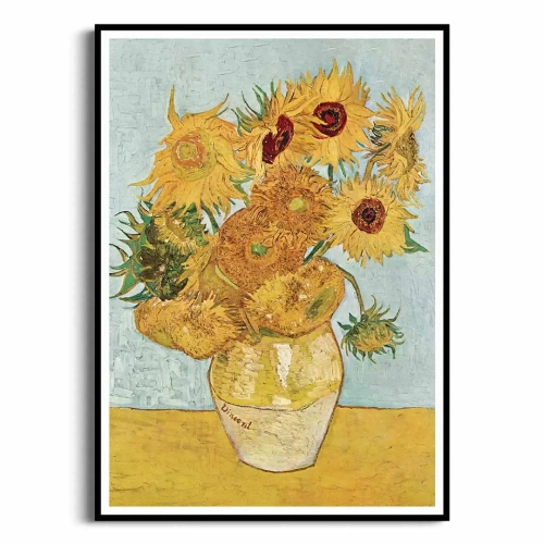 Plakat Vincent Van Gogh Słoneczniki reprodukcja czarna ramka