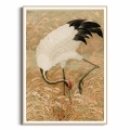 plakat-drewniana-ramka-przod-zuraw-indyjski-w-polu-ryzowym.webp
