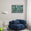 Plakat Claude Monet Lilie wodne i most japońsk Reprodukcja czarna ramka w pokoju
