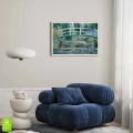 Plakat Claude Monet Lilie wodne i most japońsk Reprodukcja drewniana ramka w pokoju