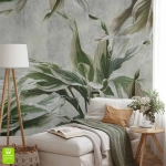 Fototapeta liście tropikalne w odcieniach zieleni – nowoczesna tapeta roślinna na wymiar