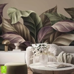 Fototapeta na wymiar "Smukłe barwne liście" - elegancki roślinny wzór w naturalnych kolorach