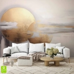 Ekskluzywna Fototapeta na wymiar Glamour do Salonu – Złote Kręgi 3D na ścianę