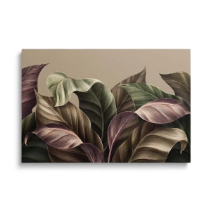 Obraz na szkle - Smukłe barwne liście - elegancki roślinny wzór w naturalnych kolorach