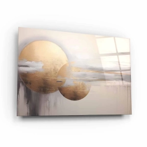 Obraz na szkle akrylowym - Złote Kręgi 3D na ścianę