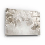 Obraz na szkle akrylowym - Liściasta kurtyna – beżowe liście w nowoczesnym stylu botanicznym