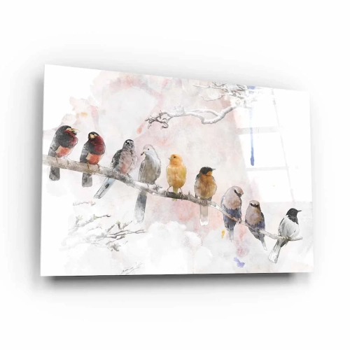 obraz-na-szkle-akrylowym-kolorowe-ptaki-na-galezi-bok.webp