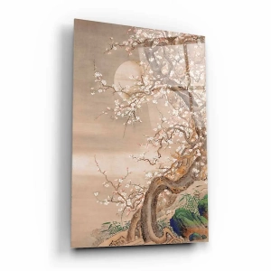 Obraz na szkle akrylowym - Sō Shizan - Japońska kwitnąca wiśnia w świetle księżyca - Reprodukcja