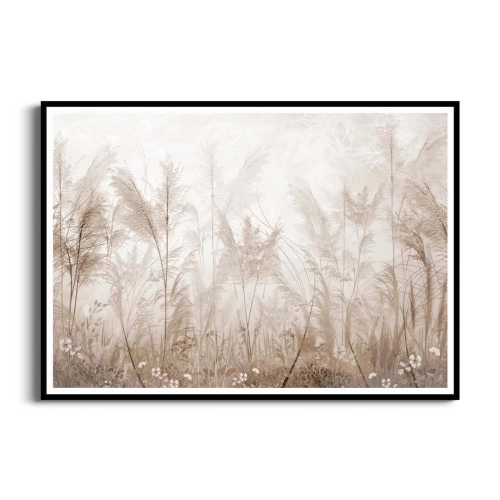 Plakat Beżowa trawa pampasowa na wietrze czarna ramka