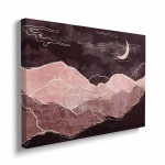 Obraz na płótnie - Szczyty górskie nocą – artystyczny krajobraz gór z księżycem w odcieniach brązu do salonu, sypialni lub biura