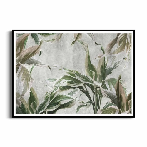 Plakat Liście tropikalne w odcieniach zieleni czarna ramka