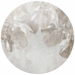 Fototapeta okrągła - Liściasta kurtyna – beżowe liście w nowoczesnym stylu botanicznym