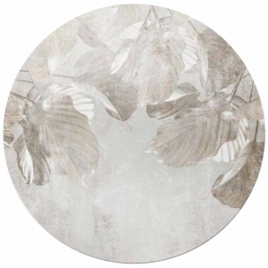 Fototapeta okrągła - Liściasta kurtyna – beżowe liście w nowoczesnym stylu botanicznym