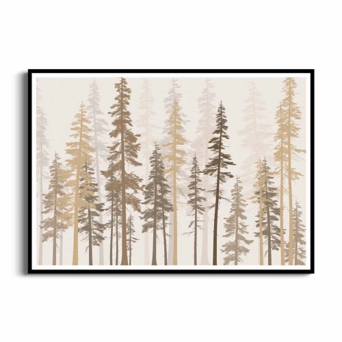 plakat-czarna-ramka-przod-brazowy-las-iglasty-3d.webp