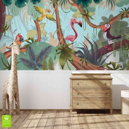 fototapeta-dziecieca-ptaszki-w-tropikach.webp