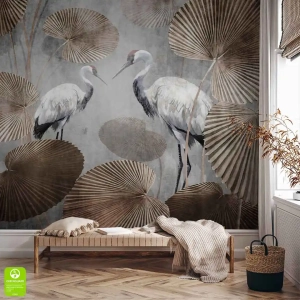 Fototapeta na wymiar - Żurawie w liściach palmowych