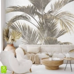 Fototapeta na wymiar - stylowa tapeta ścienna z liśćmi palmowymi do salonu, sypialni lub jadalni