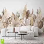 Fototapeta na wymiar - akwarelowa trawa pampasowa w stylu boho do sypialni lub salonu