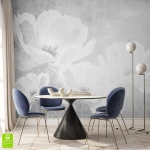 Fototapeta na wymiar florystyczna z białymi kwiatami na teksturowym, szarym tle